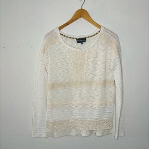 Michael Stars White Cream Lace Long Sleeve Top Size XS Women’s‎